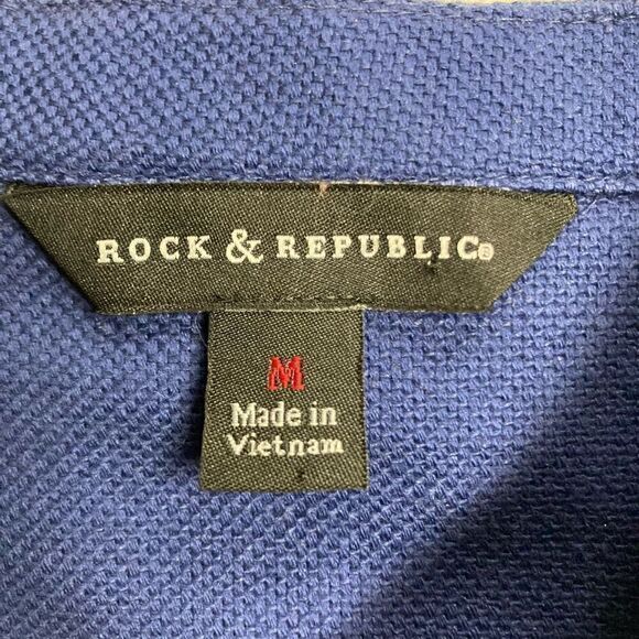 ROCK & REPUBLIC Women’s Blue Moto Studded Vest Size Medium - Picture 5 of 12